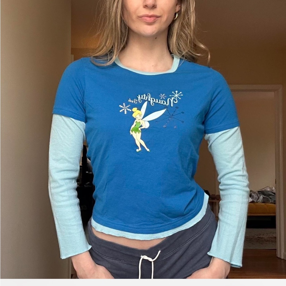 y2k disney Blue Tinker Bell Layered Tee